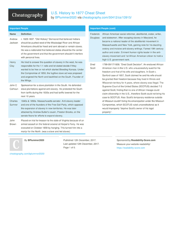 u s history to 1877 cheat sheet by bplummer2020 graph sheet download