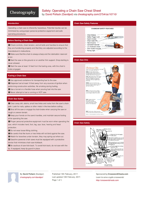 Safety Operating a Chain Saw Cheat Sheet by Davidpol Download free