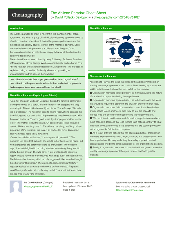 the abilene paradox the management the abilene paradox the management